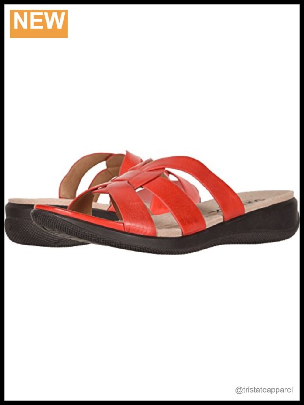 SoftWalk Thompson Leather Wedge Slide Mule Slingback Sandal